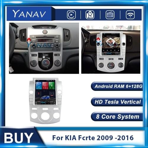 Tesla Android 2Din Stereo Auto Car Radio Multimedia Player GPS Navigator For KIA Fcrte 2009 2010 2011 2012-2016 Manual Head Unit