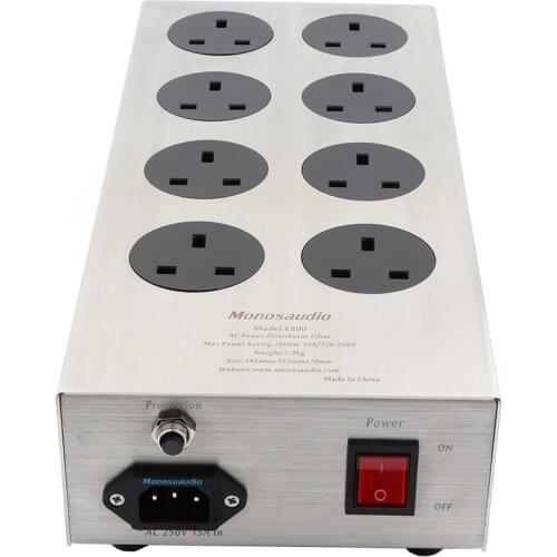 Monosaudio UK800 HiFi Power Filter Plant Schuko Socket 8Ways AC Power Conditioner Audiophile Power Purifier