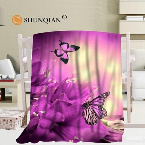 Custom Butterfly Flowers Tulip Blanket Soft DIY Your Picture Decoration Bedroom Size 56x80Inch,50X60Inch,40X50Inch A7.10