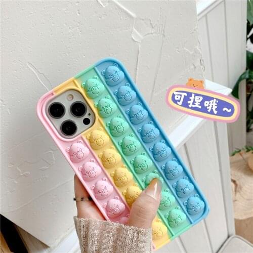 Decompression Colored bear original silicone phone case for iphone12pro 11 luxury covers for iphone mini 6 7 8 plus cover cases