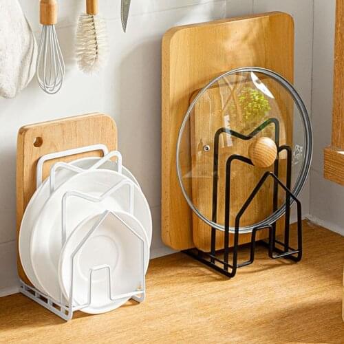 Pot Lid Holder Rack Shelf Stand Iron Art Home Multi Layer Space Saving Rustproof Cutting Board Practical Kitchen Organizer