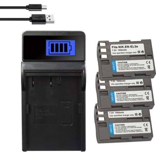 EN-EL3e ENEL3e for Nikon D30 D300s D50 D70 D70S D100 D200 D300 D800 V1 MB-D11 MB-D12 MH-18A 1500mAh Batteries Charger EL3e