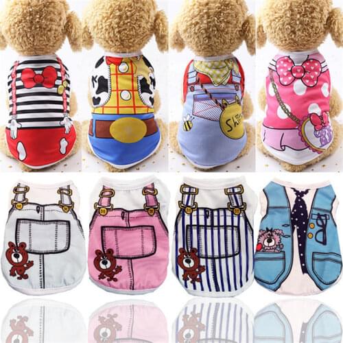 Cotton Pet Clothing Spring and Summer Breathable Dog Clothes Cute Printed Puppy Dog Vest T-shirt for Small & Medium Dogs