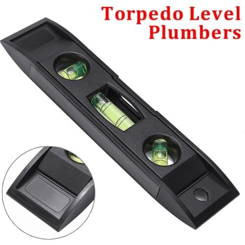 Black Torpedo Level Measure Tools Spirit Level Checkpoint Magnet Torpedo Bubble Plumber Leveling Measurement Tools 0-1200mm