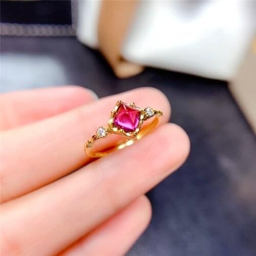 WEAINY Natural Sugar Tower Garnet Ring s925 Sterling Silver Pyrope Ring Fuchsia Gem Birthstone For Wedding Gifts