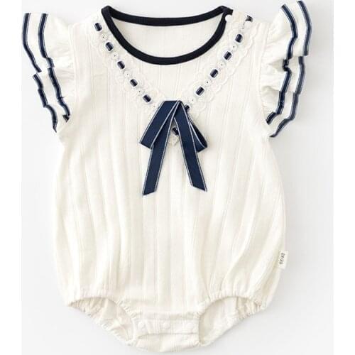 Pirncess Baby Girls Summer Clothes Short Sleeve Fly 100% Cotton Infant Newborn 0-18 Month Bodysuit Birthday Baptism Girl Clothes