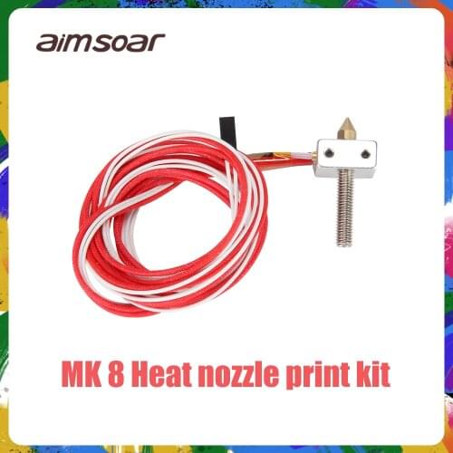 Hotend kit mk7/mk8 extruder kit 0.4mm nozzle throat 12V 40W heater thermistor aluminum heater block 3d printer parts