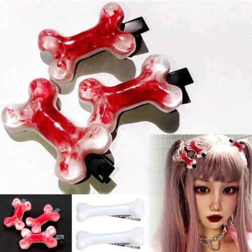 Creative Goth Bone Hairpin Side Clips Hair Pin Headdress Bangs Girls Barrettes Styling Tools Bloody Punk Hair Accessories Pins