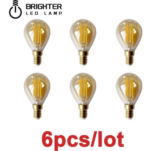 4W G45 Retro Edison Filament Bulb E14 Bombillas 220V Vintage Lamp 6pcs/lot 2700K Gold Glass Inner Decoration