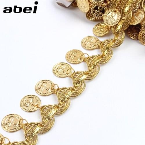 2yards 35mm Gold Fringe Sequins Paillette Tassel Lace Braided Ribbon DIY Wedding Party Dance Dress Fabric Handmade Crafts