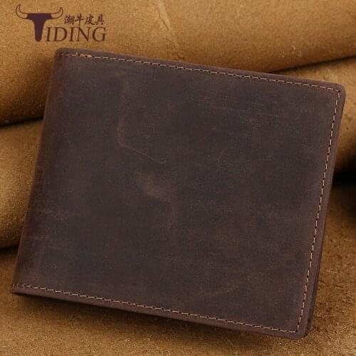 Amazons Best-selling High-quality Crazy Horse Skin 20% Off Short Mens Wallet Vintage Genuine Leather Wallet