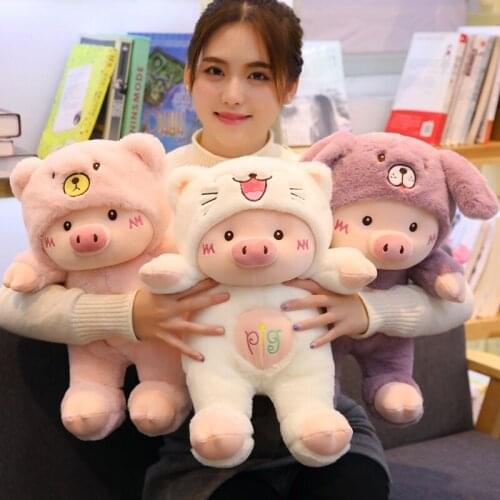 30/45/60cm Squishy Pig Stuffed Lying Plush Piggy Toy Animal Soft Plushie Hand Warmer Pillow Doll Kids Baby Comforting Gift