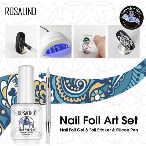 3Pcs/Set Nail Foil Set Nail Sticker Decals Nail Transfer Sticker Decoration With Nail Transfer Gel Silicone Double Head Nail Pen