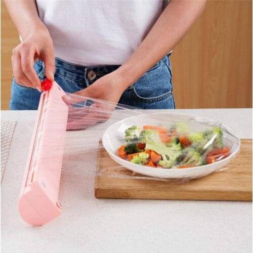 Food Wrap Dispenser Cutter Kitchen Tool Foil Cling Film Wrap Dispenser Plastic Sharp Cutter Storage Holder Kitchen Tool