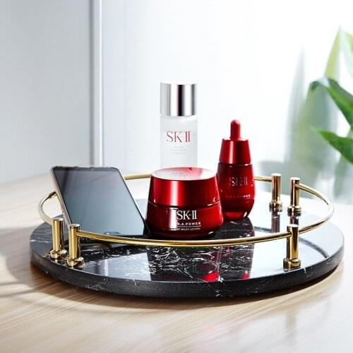 Marble Texture Trays Decorative Glazed Ceramics Plates Skincare Jewellery Storage Plate Dressing Table Bathroom Tray
