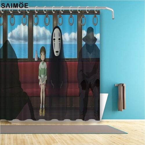 Popular Spirited Away Series Bathroom Curtain 3D Anime For Kids Waterproof Shower Curtain Polyester Fabric Bath Curtain Shower