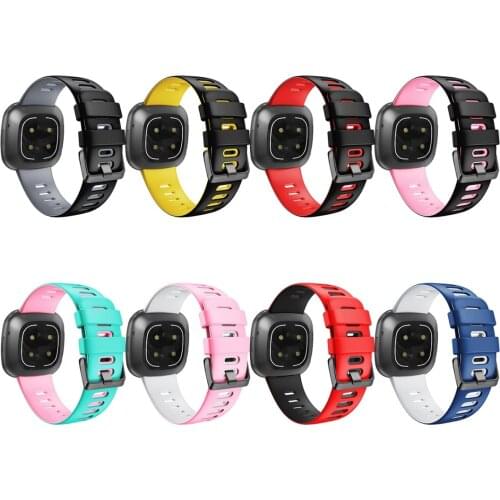 New Dual Color Silicone Strap For Fitbit Versa 3 /Sense Sport Wristband Fashion Breathable Replacement Band Strap 8 Colors