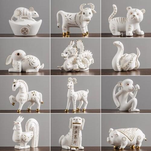 Crafts Dog pig artefacts ceramic zodiac animal features ox office zodiac signs opens to chicken Ox sheep mini cute cartoon