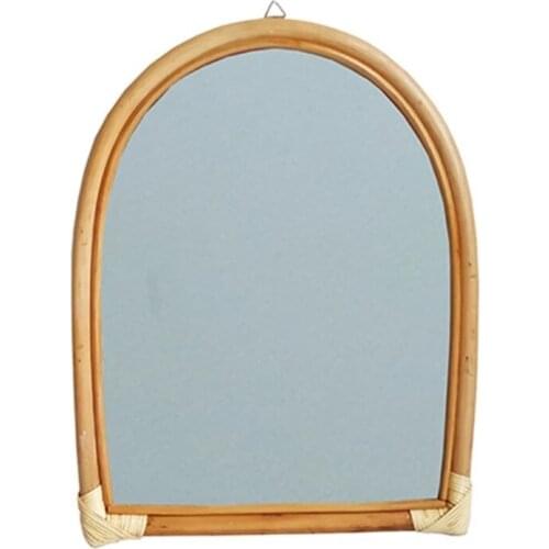 Rattan Hanging Wall Mirror Innovative Art Dressing Makeup Mirrors For Entryways Bathroom Craft Photo Props