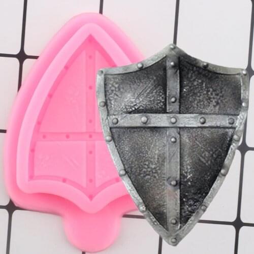 Knight Battle Shield Silicone Molds Baby Birthday Cake Decorating Tool Cupcake Topper Fondant Mold Candy Chocolate Gumpaste Mold