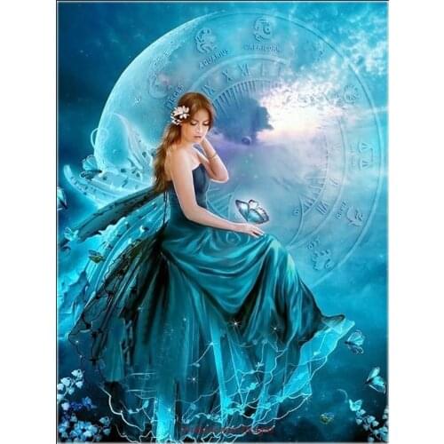 Counted Cross Stitch Kits Needlework Embroidery - Crafts 14 ct Aida DMC Color DIY Arts Handmade Home Decor - Blue Fairy