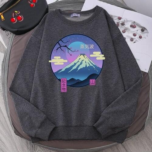 Cherry Blossom Fuji Mountain Men Pullover Casual Fleece Hoodies Autumn 2020 Fashion Hip Hop Hoodie Loose Cool Mens Sweatshirt
