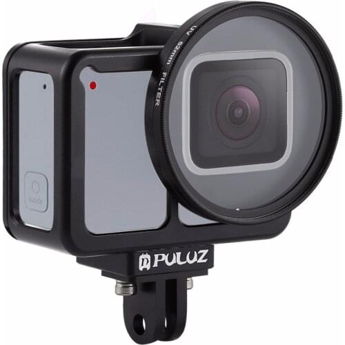 PULUZ Housing Shell CNC Aluminum Alloy Protective Cage with Insurance Frame & 52mm UV Lens for GoPro HERO7 Silver /7 White