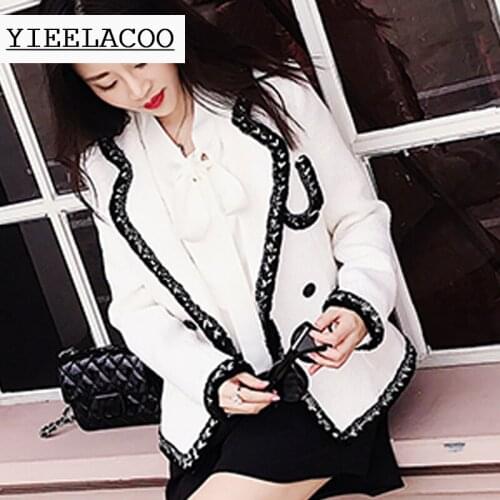 White tweed jacket suit collar 2020 spring / autumn womens coat new thin ladies fashion classic ol commuter jacket coat