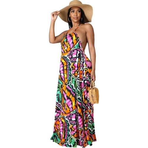Tie Dye Summer Beach Midi Dresses For Women Casual Vintage Backless Elegant French Style Loose Sexy Dress With Belt