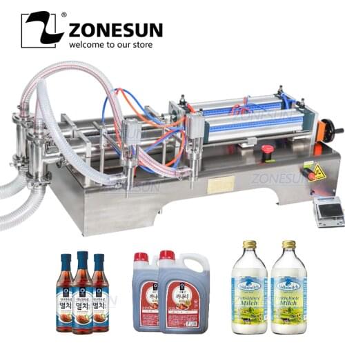 Zonesun Commercial pneumatic piston double head liquid filling machine Milk beverage cooking oil automatic filling machine