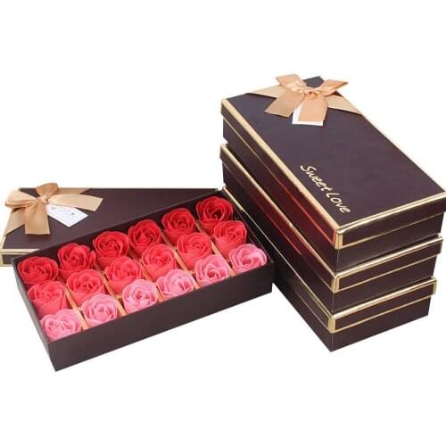 18 pcs Artificial Dried Flowers Luxury Handmade Soap Flower Bouquet Roses Carnations Gift Box Wedding Home Artificial Flowers