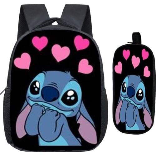 2 Pcs/set Disney Stitch Backpack Kids Small Bags Children School Bags Boys Girls Primary Kindergarten Mochilas