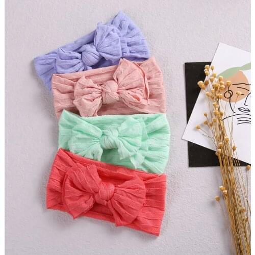 27PC/lot Newborn Baby Waffle Cable Knit Wide Nylon Headbands,Handmade Knotbow Headband,Girls Ribbed Headband Hair Accessories