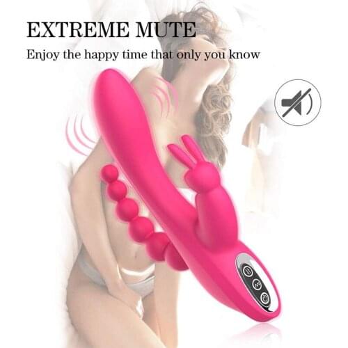 3 In 1 Vibrator Rabbit Dildo G-spot and P Point Anal Vibrators Waterproof USB Magnetic Rechargeable Clitoral Sex Toys for Women
