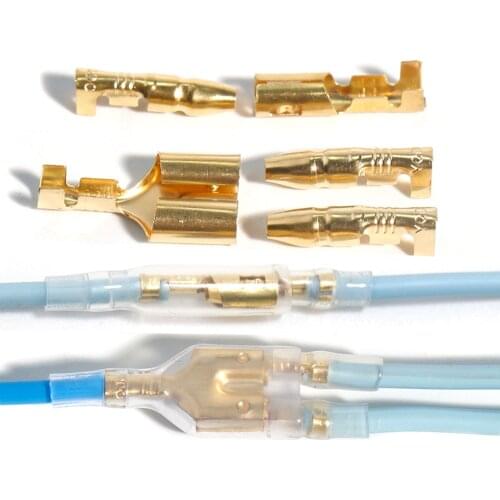 300/400pcs diameter 4mm bullet terminal car electrical wire connector Male Female Cold pres Brass Crimped suite