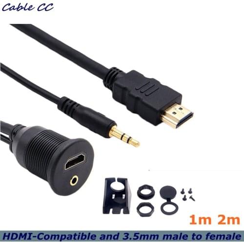 4K HDMI Compatible And DC 3.5mm Male-to-Female Embedded Instrument Panel Waterproof Installation Cable, Suitable For Cars Ship