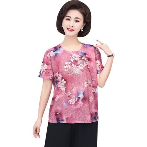 Plus Size 4XL Women Floral T Shirt 2021 Summer Print Short Sleeve Tshirt Big Size Casual Loose Tee Shirts Female Mother Clothes