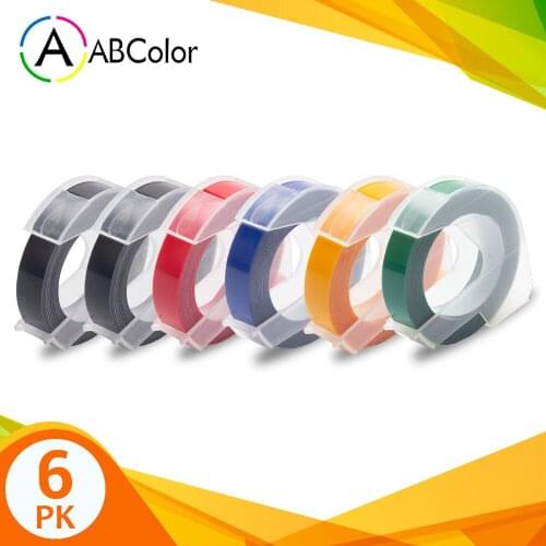 6Pcs 3D Embossing Label Tape For DYMO 3D Embossing Tape 9mm Plastic Printer Ribbon For DYMO 12695 Motex E-202 E-303 Label Maker