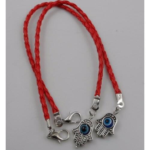 Free Shipping Wholesale 100Pcs HAMSA HAND Eye String Bracelets Lucky Charms Leather HOT