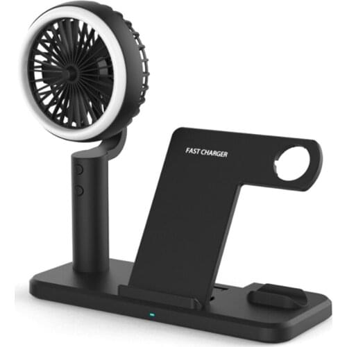 Wireless Fast Charger Station,15W Upgraded 4 in 1 Wireless Charger with Fan, Qi Fast Charging Stand