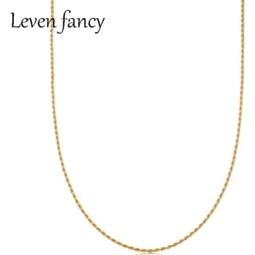 Twisted Rope Chain Necklace Fashion Party Jewelry for Women Birthday Gifts Gold Over Real 925 Sterling Silver Choker