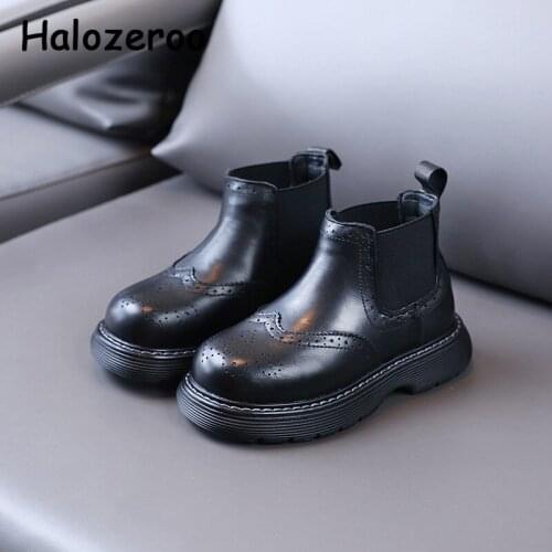 Kids Chelsea Boots Autumn New Children Genuine Leather Shoes Baby Girls Fashion Riding Boots Boys Brand Ankle Shoes Martin Boots