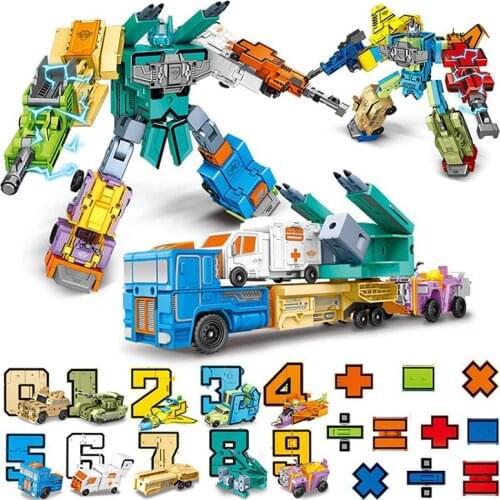 DIY Creative Education Blocks Assembling Action Figure Transformation Number Deformation Robot Toy For Children