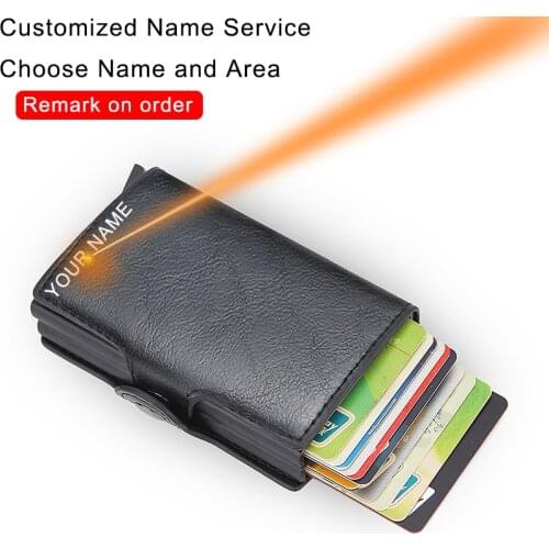 DIENQI Engraved Carbon Fiber Card Wallet Minimalist Fashion Personalize Custom Men Leather Wallet Gifts Compact Wallet For Men