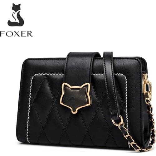 FOXER Fashion Diamond Lattice Women Shoulder Bags Cow Leather Soft Handbag for Ladies Brand Crossbody Bag Grils Casual Purse
