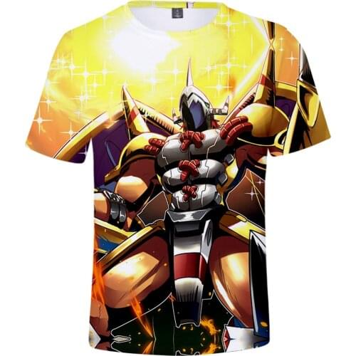 T Shirt men Digimon Fighting Tyrannosaurus Cartoon Men TShirt short sleeve Casual Hip Hop Streetwear print tee shirt homme