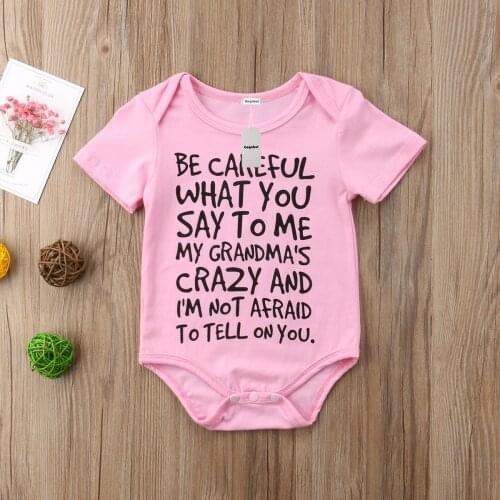 Summer Newborn Girl Boy Romper Cotton Short Sleeve Letter Print Clothes Bodysuit Toddler Grandma Jumpsuit Outfits