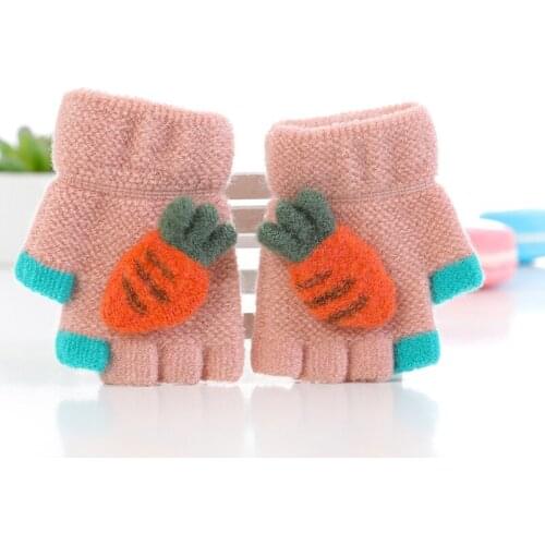 Mini Infant Baby Gloves Cute Three-dimensional Knitted Carrot Childrens Gloves Men and women Baby Thicken Gloves