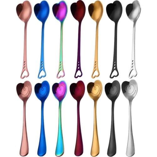 Multifunction Heart Shaped Love Couple Spoon Creative Stainless Steel Coffee Tea Dessert Stirring Spoon Rainbow Drinking Straws