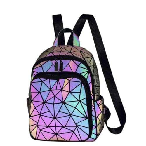 2021 New Fashion Leisure Dazzling Luminous Geometric Rhombic Outdoor Travel Boys Girls Backpack Student Fashion Bag